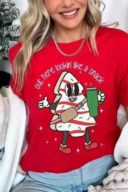 Christmas Cookie Graphic T-Shirt - "Lookin' Like a Snack" | Femstylo