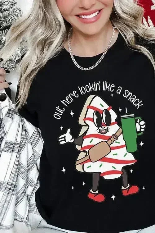 Christmas Cookie Graphic T-Shirt - "Lookin' Like a Snack" | Femstylo