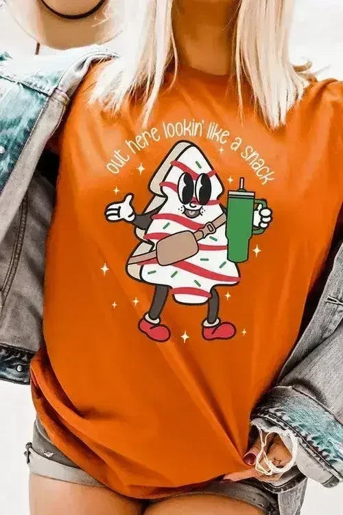 Christmas Cookie Graphic T-Shirt - "Lookin' Like a Snack" | Femstylo